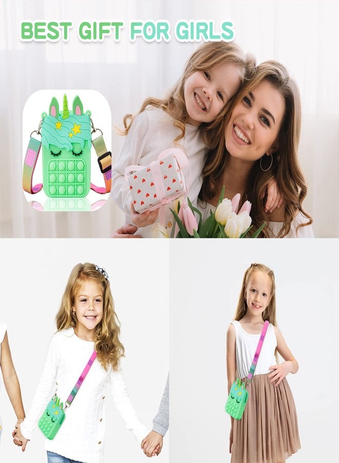 civan Unicorn Pop It Purse Fidget Toys for Girls, Kids Pop Sensory Popper Toy for ADHD Anxiety, Unicorn Birthday Gifts (Small Light Green, Small) - Image 4